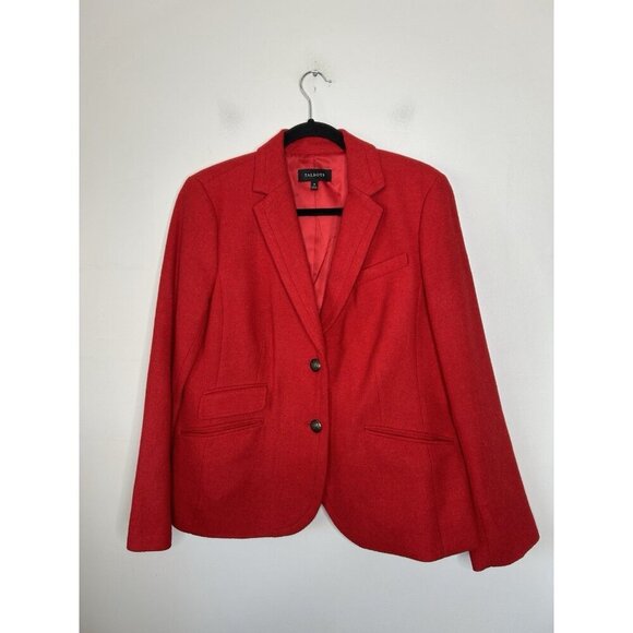 Talbots Womens Bright Red Wool Blend Button Long Sleeve Blazer Jacket Size 14 - Picture 1 of 9